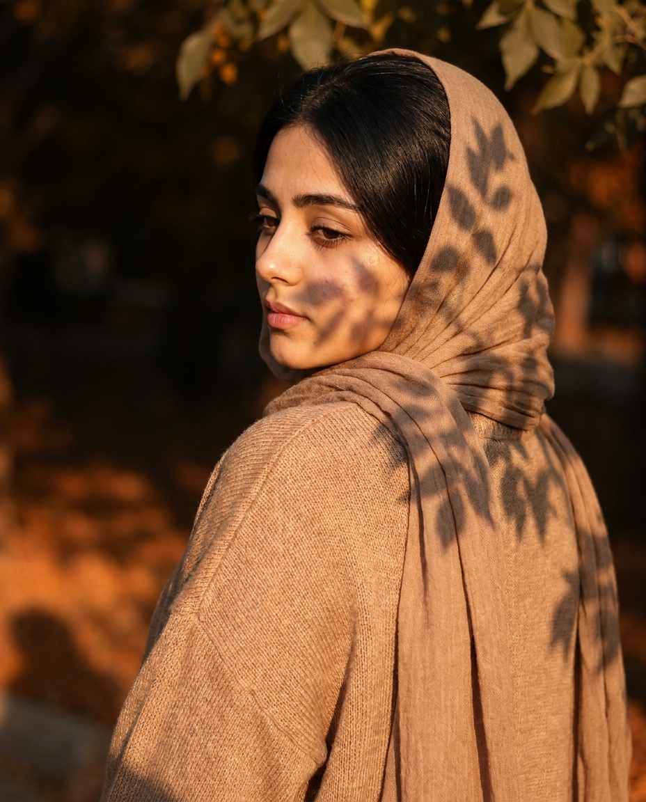 سایه برگ در غروب